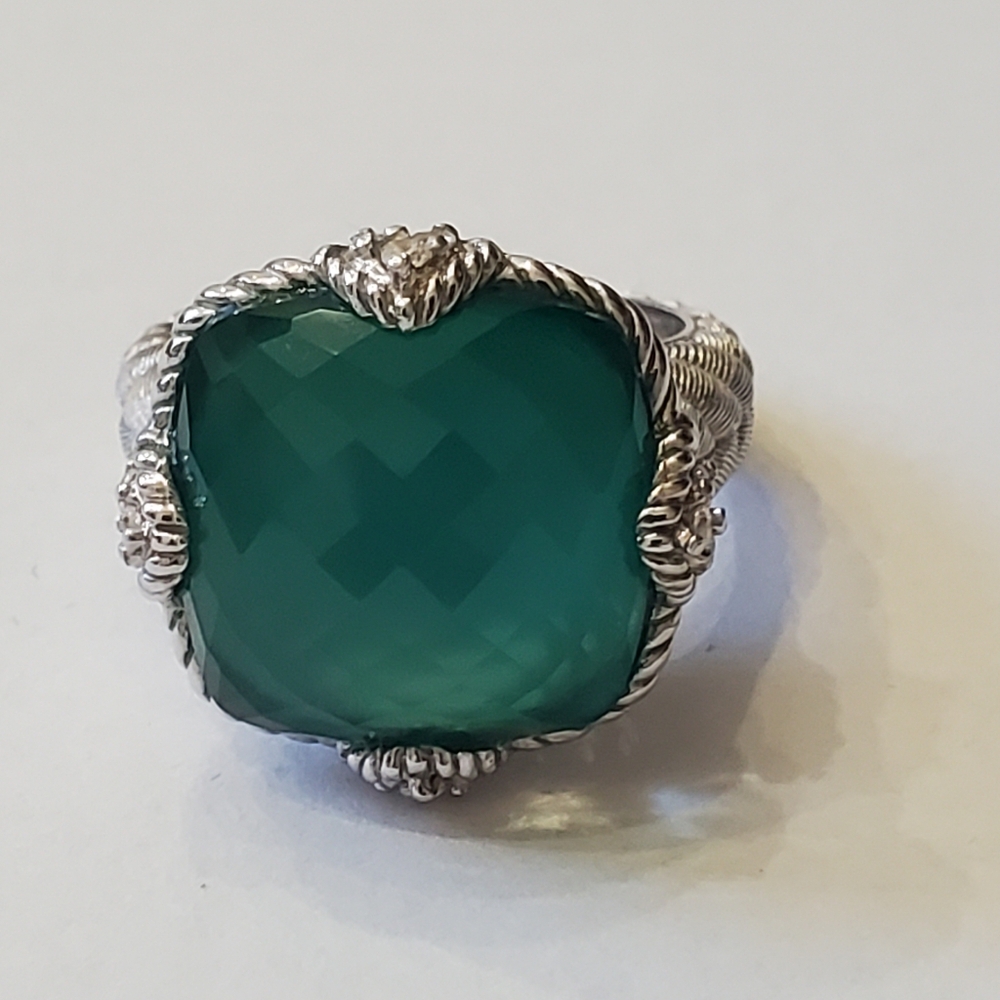 Judith Ripka Green Goddess Calcedony Ring, Sz 7